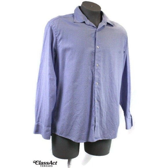 Charles Tyrwhitt Men’s Classic Fit Blue Checked Button Down Shirt Cotton L - Picture 1 of 5